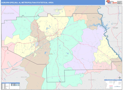 Auburn-Opelika Metro Area Digital Map Color Cast Style